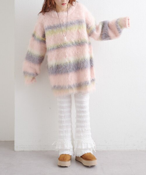 w closet(ダブルクローゼット)の「フリルリボンロングパンツ(その他パンツ・レディース・ブラック/オフホワイト/グリーン・SMALL/MEDIUM)」の8枚目の写真