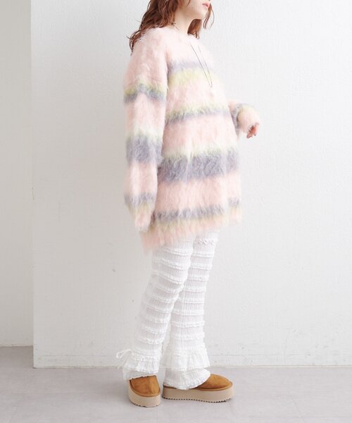 w closet(ダブルクローゼット)の「フリルリボンロングパンツ(その他パンツ・レディース・ブラック/オフホワイト/グリーン・SMALL/MEDIUM)」の9枚目の写真