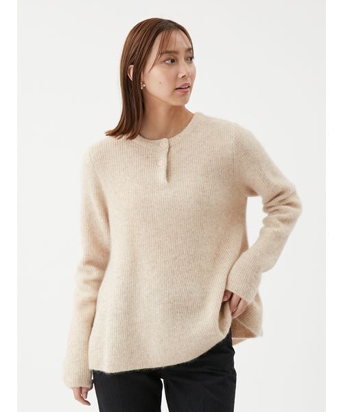 セール】4WAYモヘヤラメペプラムニットプルオーバー（ポロシャツ