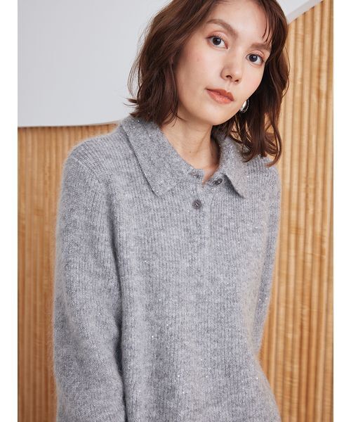 4WAYモヘヤラメペプラムニットプルオーバー（ポロシャツ）｜Mila Owen