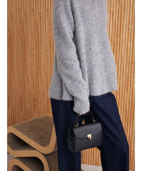 セール】4WAYモヘヤラメペプラムニットプルオーバー（ポロシャツ