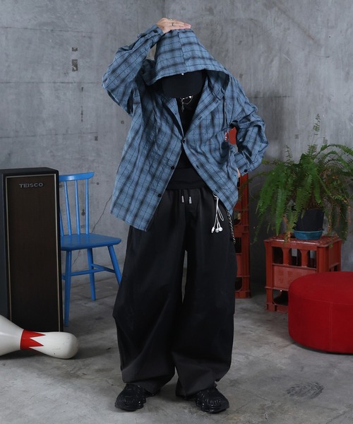 ILL'S（イルズ）の「AW チェックシャツ フーディ メンズ レディース ユニセックス 【ILL'S】（シャツ/ブラウス・メンズ・ホワイト/チャコールグレー/ブルー・L/M）」の17枚目の写真