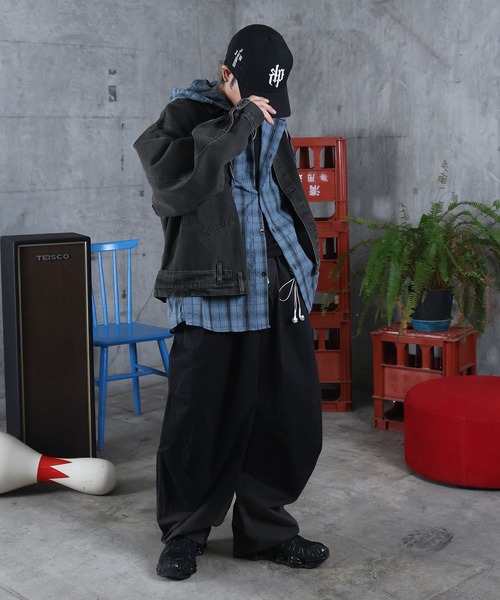 ILL'S（イルズ）の「AW チェックシャツ フーディ メンズ レディース ユニセックス 【ILL'S】（シャツ/ブラウス・メンズ・ホワイト/チャコールグレー/ブルー・L/M）」の12枚目の写真