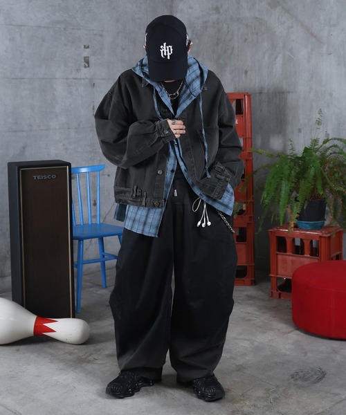 ILL'S（イルズ）の「AW チェックシャツ フーディ メンズ レディース ユニセックス 【ILL'S】（シャツ/ブラウス・メンズ・ホワイト/チャコールグレー/ブルー・L/M）」の13枚目の写真