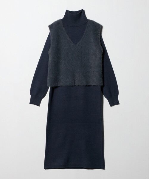 A DAY IN THE LIFE UNITED ARROWS(アデイインザライフユナイテッドアローズ)の「フェザーベスト+ハイネックワンピース <A DAY IN THE LIFE>(ワンピース・レディース・ライトグレー/ダークグレー/ネイビー・FREE)」の3枚目の写真