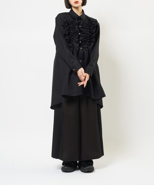 gomme（ゴム）の「シャーリングシャツ（シャツ/ブラウス・レディース・ネイビー/ブラック・MEDIUM）」の4枚目の写真