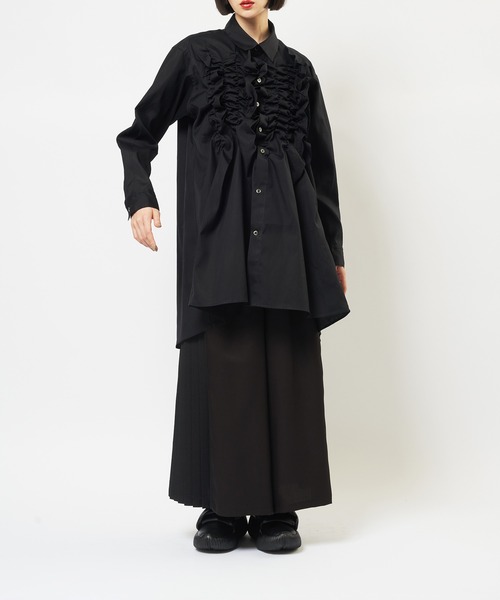 gomme（ゴム）の「シャーリングシャツ（シャツ/ブラウス・レディース・ネイビー/ブラック・MEDIUM）」の5枚目の写真