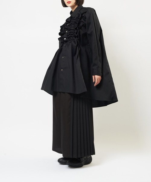 gomme（ゴム）の「シャーリングシャツ（シャツ/ブラウス・レディース・ネイビー/ブラック・MEDIUM）」の6枚目の写真