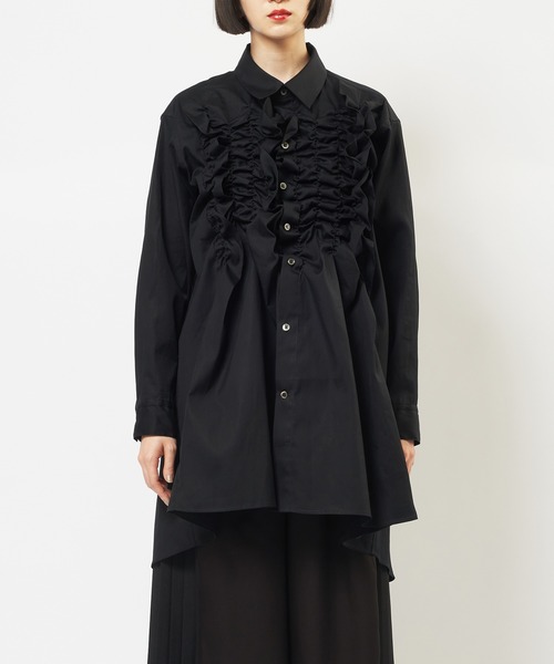 gomme（ゴム）の「シャーリングシャツ（シャツ/ブラウス・レディース・ネイビー/ブラック・MEDIUM）」の11枚目の写真