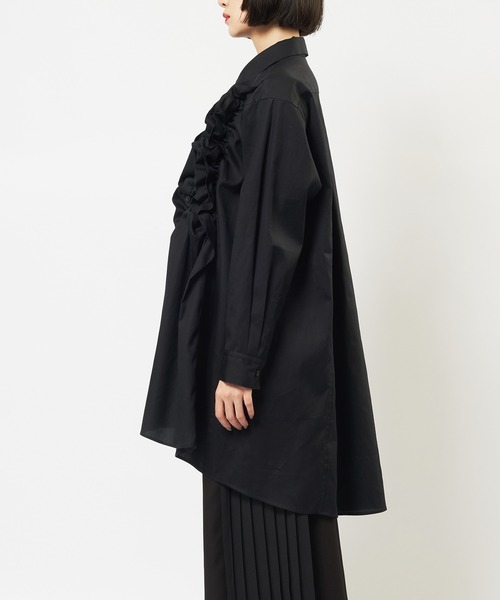 gomme（ゴム）の「シャーリングシャツ（シャツ/ブラウス・レディース・ネイビー/ブラック・MEDIUM）」の12枚目の写真