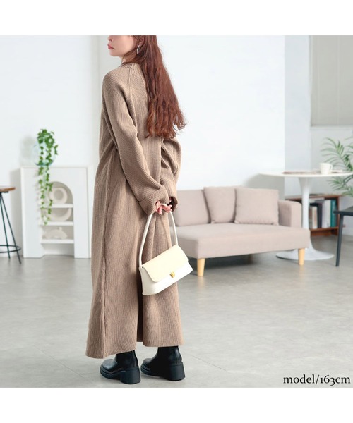 ハーフZIP畦編みニットワンピース【大きいサイズ対応】（ワンピース