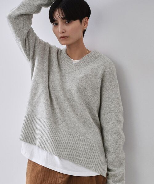 kolor カラー グレー・ブラウン Vネックニット kolor（カラー）の「＜kolor（カラー）＞ ミックス Vネック