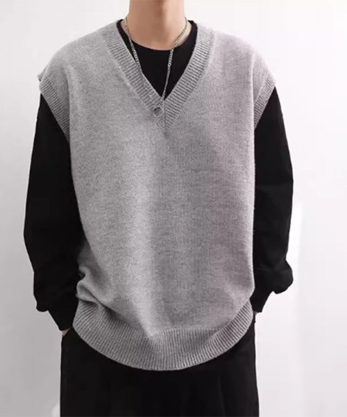 SallyLunn(サリーラン)の「Vネックニットベスト(ベスト・レディース・グレー/ベージュ・L/M)」の5枚目の写真