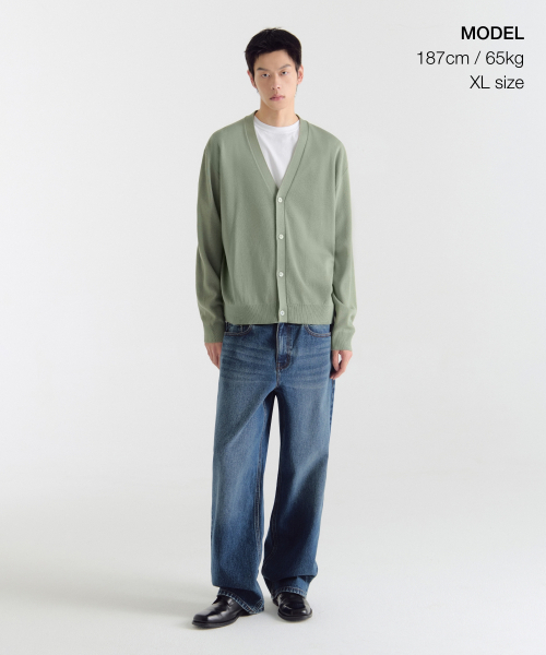 MUSINSA STANDARD（ムシンサスタンダード）の「コットンテンセルエッセンシャルカーディガン[セージ]（カーディガン/ボレロ・メンズ・その他・SMALL/MEDIUM/LARGE/X-LARGE/XX-LARGE）」の6枚目の写真