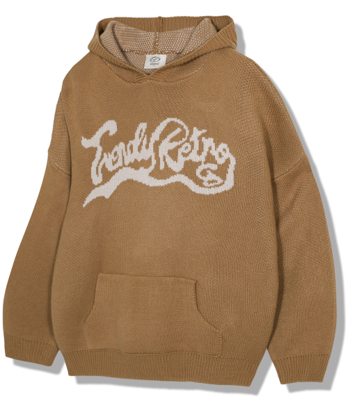 GUBIN(グビン)の「RE : ウェーブロゴニットフード - サンドベージュ(ニット/セーター・レディース・その他・LARGE/SMALL/MEDIUM)」の1枚目の写真