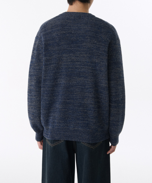 MUSINSA STANDARD（ムシンサスタンダード）の「ミックスドヤンクルーネックニット[ネイビー]（ニット/セーター・メンズ・その他・SMALL/MEDIUM/LARGE/X-LARGE/XX-LARGE）」の2枚目の写真
