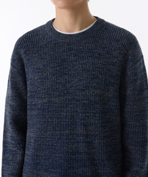 MUSINSA STANDARD（ムシンサスタンダード）の「ミックスドヤンクルーネックニット[ネイビー]（ニット/セーター・メンズ・その他・SMALL/MEDIUM/LARGE/X-LARGE/XX-LARGE）」の3枚目の写真