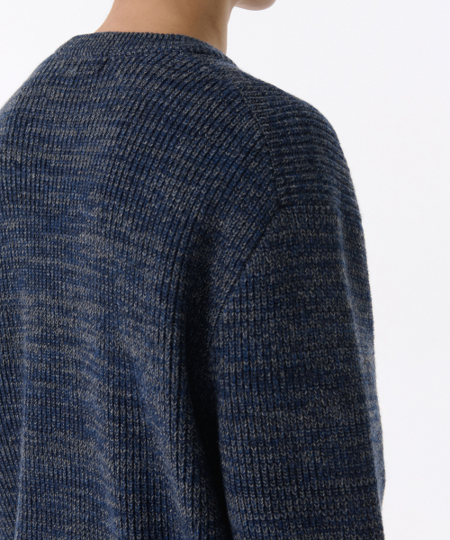 MUSINSA STANDARD（ムシンサスタンダード）の「ミックスドヤンクルーネックニット[ネイビー]（ニット/セーター・メンズ・その他・SMALL/MEDIUM/LARGE/X-LARGE/XX-LARGE）」の4枚目の写真
