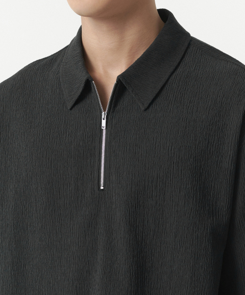 MUSINSA STANDARD（ムシンサスタンダード）の「クリンクルリラックスハーフジップシャツ[ダークグレー]（Tシャツ/カットソー・メンズ・その他・XX-LARGE/MEDIUM/X-LARGE/LARGE）」の5枚目の写真
