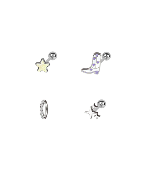 VVV（ブイブイブイ）の「[SET]ファンキーブーツスターピアス（ピアス（両耳用）・レディース・ブラック/ピンク/ホワイト・FREE）」の2枚目の写真