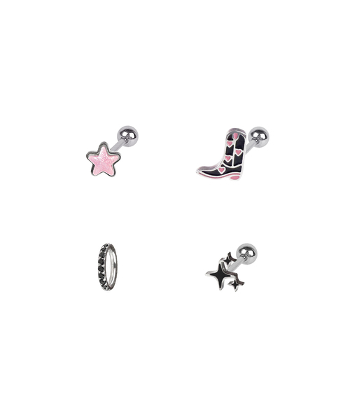 VVV（ブイブイブイ）の「[SET]ファンキーブーツスターピアス（ピアス（両耳用）・レディース・ブラック/ピンク/ホワイト・FREE）」の3枚目の写真