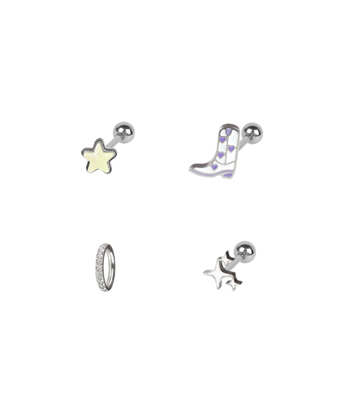 VVV（ブイブイブイ）の「[SET]ファンキーブーツスターピアス（ピアス（両耳用）・レディース・ブラック/ピンク/ホワイト・FREE）」の4枚目の写真