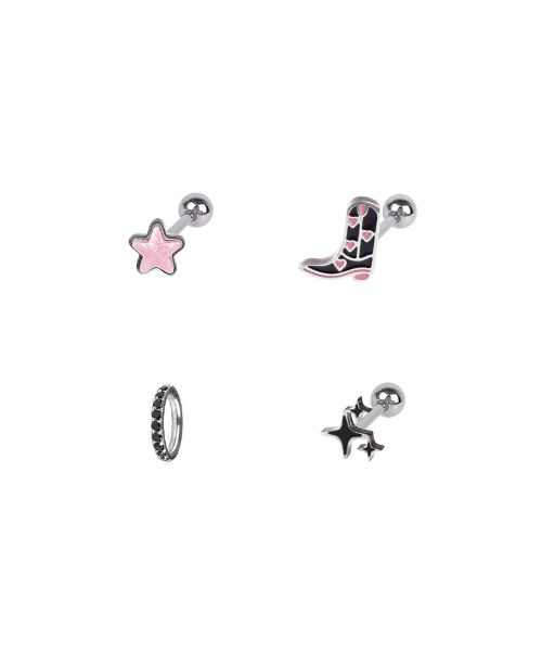 VVV（ブイブイブイ）の「[SET]ファンキーブーツスターピアス（ピアス（両耳用）・レディース・ブラック/ピンク/ホワイト・FREE）」の5枚目の写真
