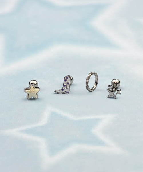 VVV（ブイブイブイ）の「[SET]ファンキーブーツスターピアス（ピアス（両耳用）・レディース・ブラック/ピンク/ホワイト・FREE）」の7枚目の写真
