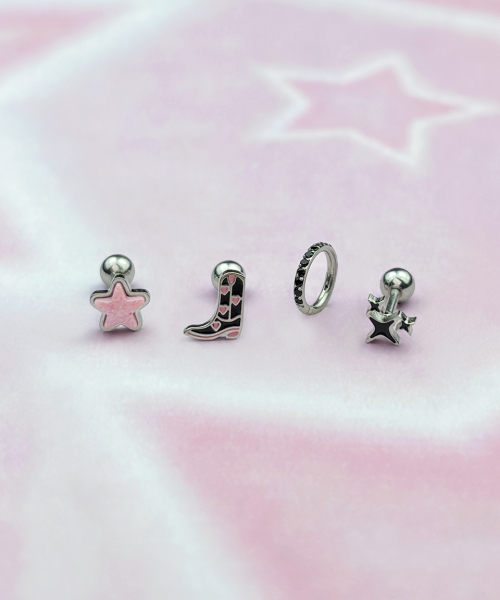 VVV（ブイブイブイ）の「[SET]ファンキーブーツスターピアス（ピアス（両耳用）・レディース・ブラック/ピンク/ホワイト・FREE）」の8枚目の写真