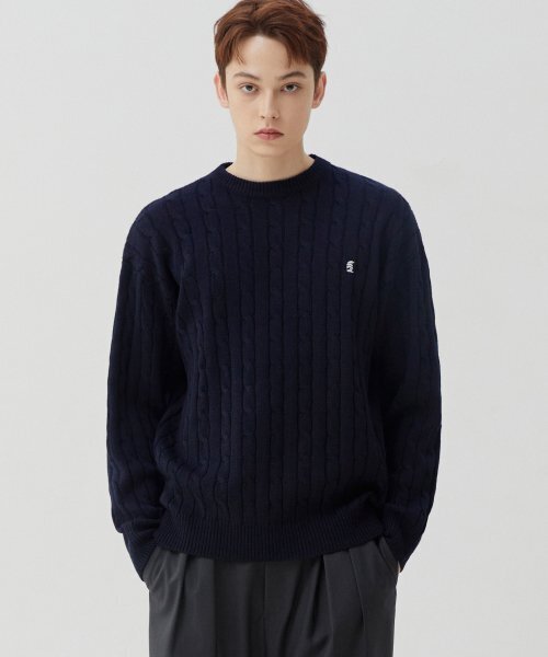 TRILLION(トリリオン)の「ウォッシャブルボート刺繍ケーブルクルーネックニット (CURRENT NAVY)(ニット/セーター・レディース・その他・X-LARGE/MEDIUM/LARGE)」の2枚目の写真