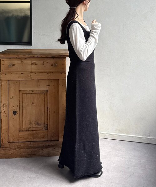 Thevon（ゼボン）の「ラメニットビスチェ×スカートSETUP（ワンピース・レディース・ブラック/チャコールグレー・FREE）」の6枚目の写真