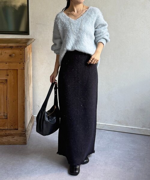 Thevon（ゼボン）の「ラメニットビスチェ×スカートSETUP（ワンピース・レディース・ブラック/チャコールグレー・FREE）」の8枚目の写真