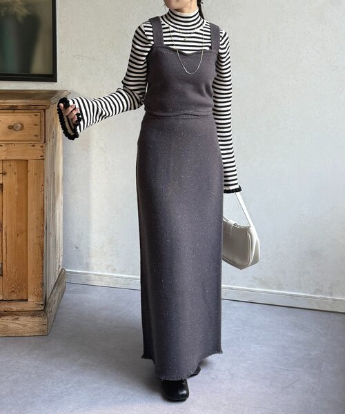 Thevon（ゼボン）の「ラメニットビスチェ×スカートSETUP（ワンピース・レディース・ブラック/チャコールグレー・FREE）」の10枚目の写真