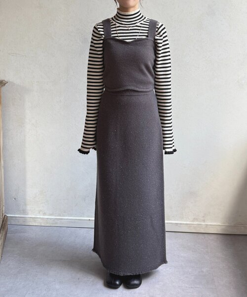 Thevon（ゼボン）の「ラメニットビスチェ×スカートSETUP（ワンピース・レディース・ブラック/チャコールグレー・FREE）」の13枚目の写真