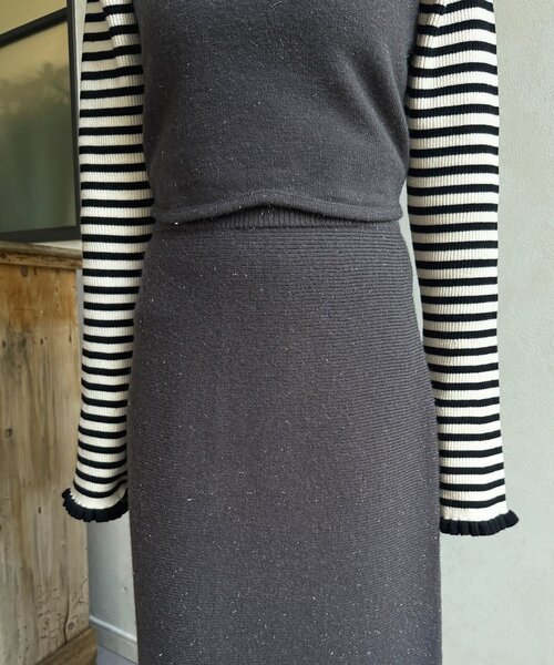 Thevon（ゼボン）の「ラメニットビスチェ×スカートSETUP（ワンピース・レディース・ブラック/チャコールグレー・FREE）」の16枚目の写真
