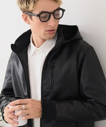 Blue Standard （ブルースタンダード）の「【BLUE STANDARD/ブルースタンダード】レザーライク 中綿フードジャケット（ブルゾン・メンズ）」