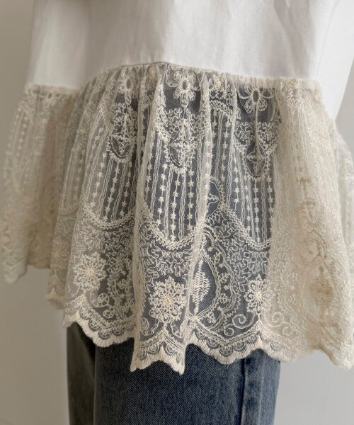 fredy emue（フレディエミュ）の「レースドッキングロンTシャツ（Tシャツ/カットソー・レディース・オフホワイト/ブラック・38）」の10枚目の写真