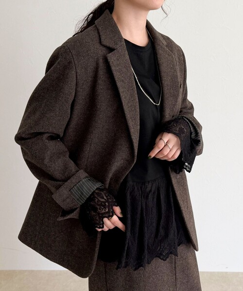 fredy emue（フレディエミュ）の「レースドッキングロンTシャツ（Tシャツ/カットソー・レディース・オフホワイト/ブラック・38）」の13枚目の写真