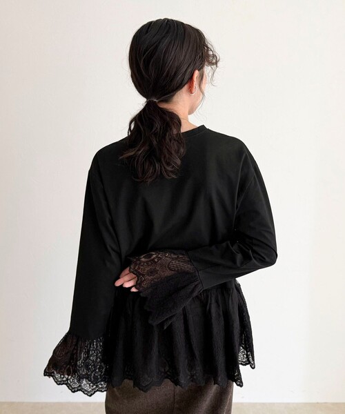 fredy emue（フレディエミュ）の「レースドッキングロンTシャツ（Tシャツ/カットソー・レディース・オフホワイト/ブラック・38）」の22枚目の写真