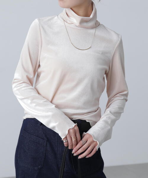 FREE'S MART（フリーズマート）の「◆〈ＭＦＭ〉ベロアタートルカットソー（Tシャツ/カットソー・レディース・グレー/ホワイト・FREE）」の2枚目の写真