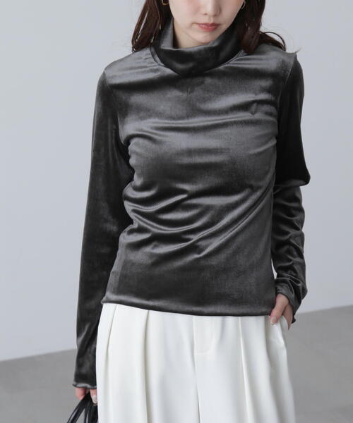 FREE'S MART（フリーズマート）の「◆〈ＭＦＭ〉ベロアタートルカットソー（Tシャツ/カットソー・レディース・グレー/ホワイト・FREE）」の3枚目の写真