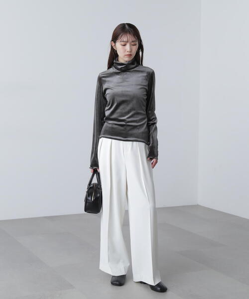 FREE'S MART（フリーズマート）の「◆〈ＭＦＭ〉ベロアタートルカットソー（Tシャツ/カットソー・レディース・グレー/ホワイト・FREE）」の4枚目の写真