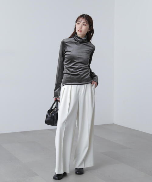 FREE'S MART（フリーズマート）の「◆〈ＭＦＭ〉ベロアタートルカットソー（Tシャツ/カットソー・レディース・グレー/ホワイト・FREE）」の5枚目の写真