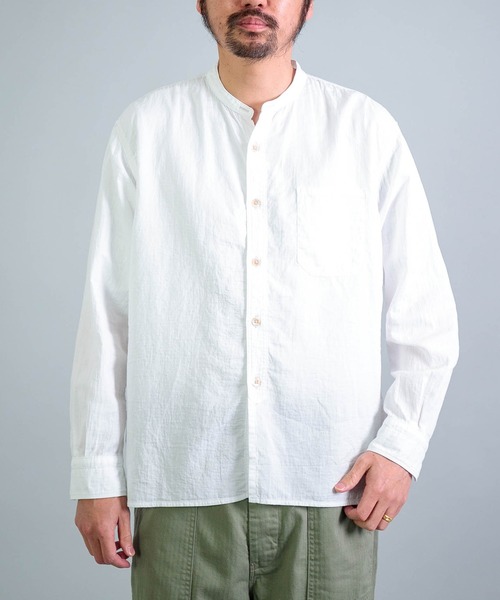 OMNIGOD（オムニゴッド）の「[OMNIGOD mens / オムニゴッド] ダブルガーゼ スタンドカラーワークシャツ（シャツ/ブラウス・メンズ・コバルトブルー/ホワイト/グレー・2/4/3）」の2枚目の写真