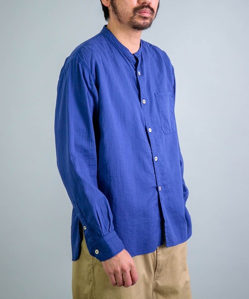 OMNIGOD（オムニゴッド）の「[OMNIGOD mens / オムニゴッド] ダブルガーゼ スタンドカラーワークシャツ（シャツ/ブラウス・メンズ・コバルトブルー/ホワイト/グレー・2/4/3）」の4枚目の写真