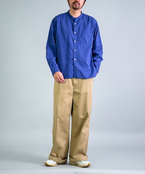 OMNIGOD（オムニゴッド）の「[OMNIGOD mens / オムニゴッド] ダブルガーゼ スタンドカラーワークシャツ（シャツ/ブラウス・メンズ・コバルトブルー/ホワイト/グレー・2/4/3）」の5枚目の写真