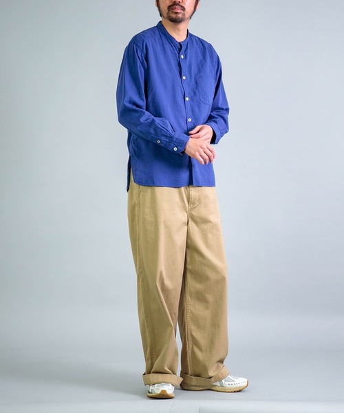 OMNIGOD（オムニゴッド）の「[OMNIGOD mens / オムニゴッド] ダブルガーゼ スタンドカラーワークシャツ（シャツ/ブラウス・メンズ・コバルトブルー/ホワイト/グレー・2/4/3）」の6枚目の写真