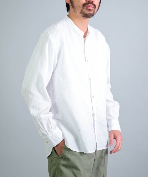 OMNIGOD（オムニゴッド）の「[OMNIGOD mens / オムニゴッド] ダブルガーゼ スタンドカラーワークシャツ（シャツ/ブラウス・メンズ・コバルトブルー/ホワイト/グレー・2/4/3）」の14枚目の写真