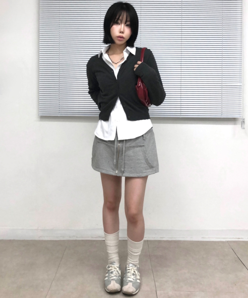 CHICKS（チックス）の「レイヤードジップアップスカートメランジ（スカート・レディース・グレー・FREE）」の3枚目の写真