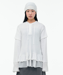 FRILL CHIFFON HOODIE [WHITE]